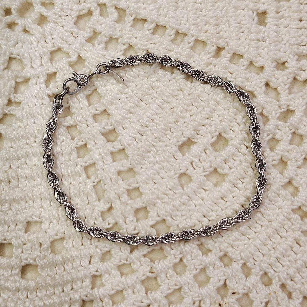 Monet Silver Plated Rope Chain Bracelet 7"